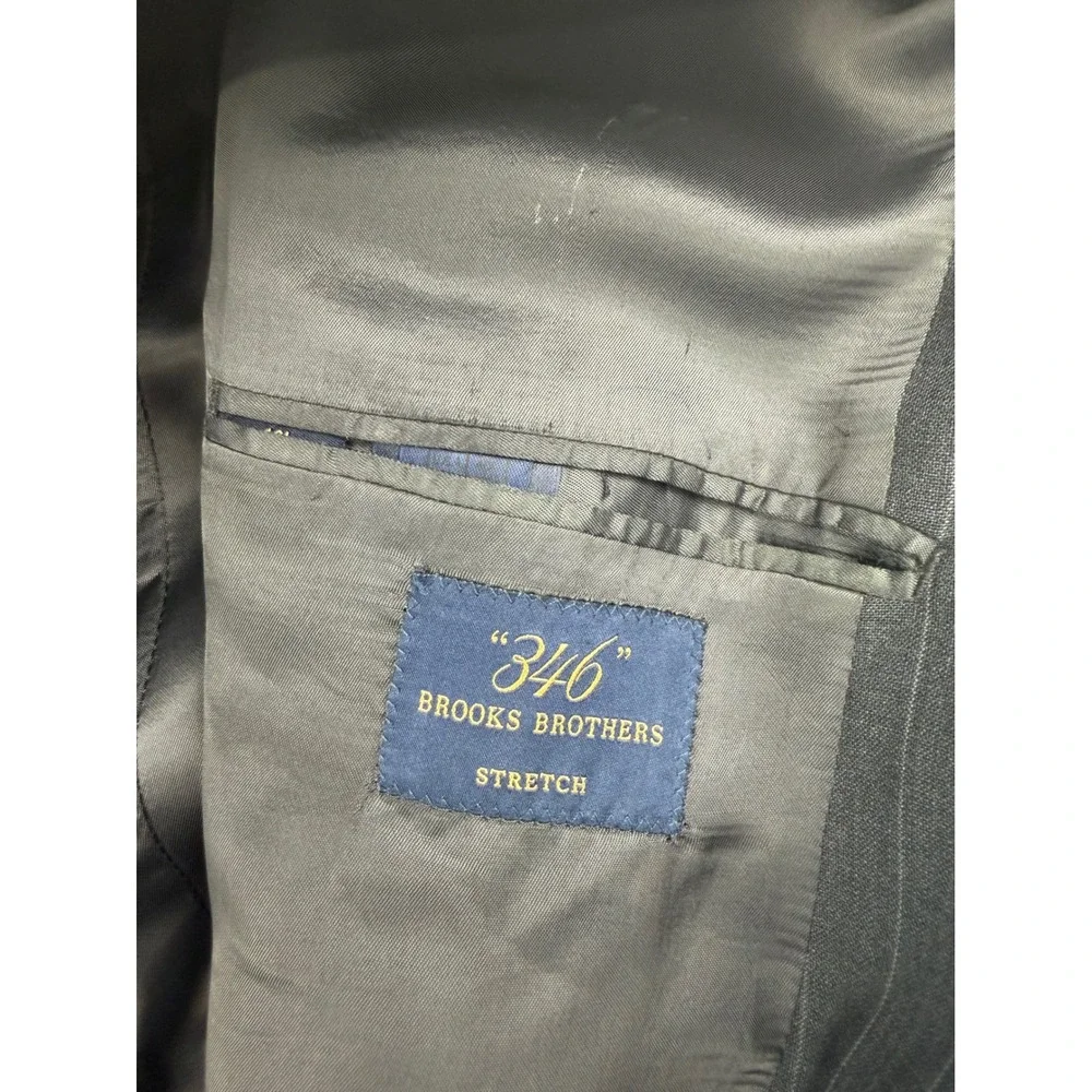 Brooks Brothers 346 Mens 46L Pinstripe Wool Stretch Blazer Charcoal‎ Grey